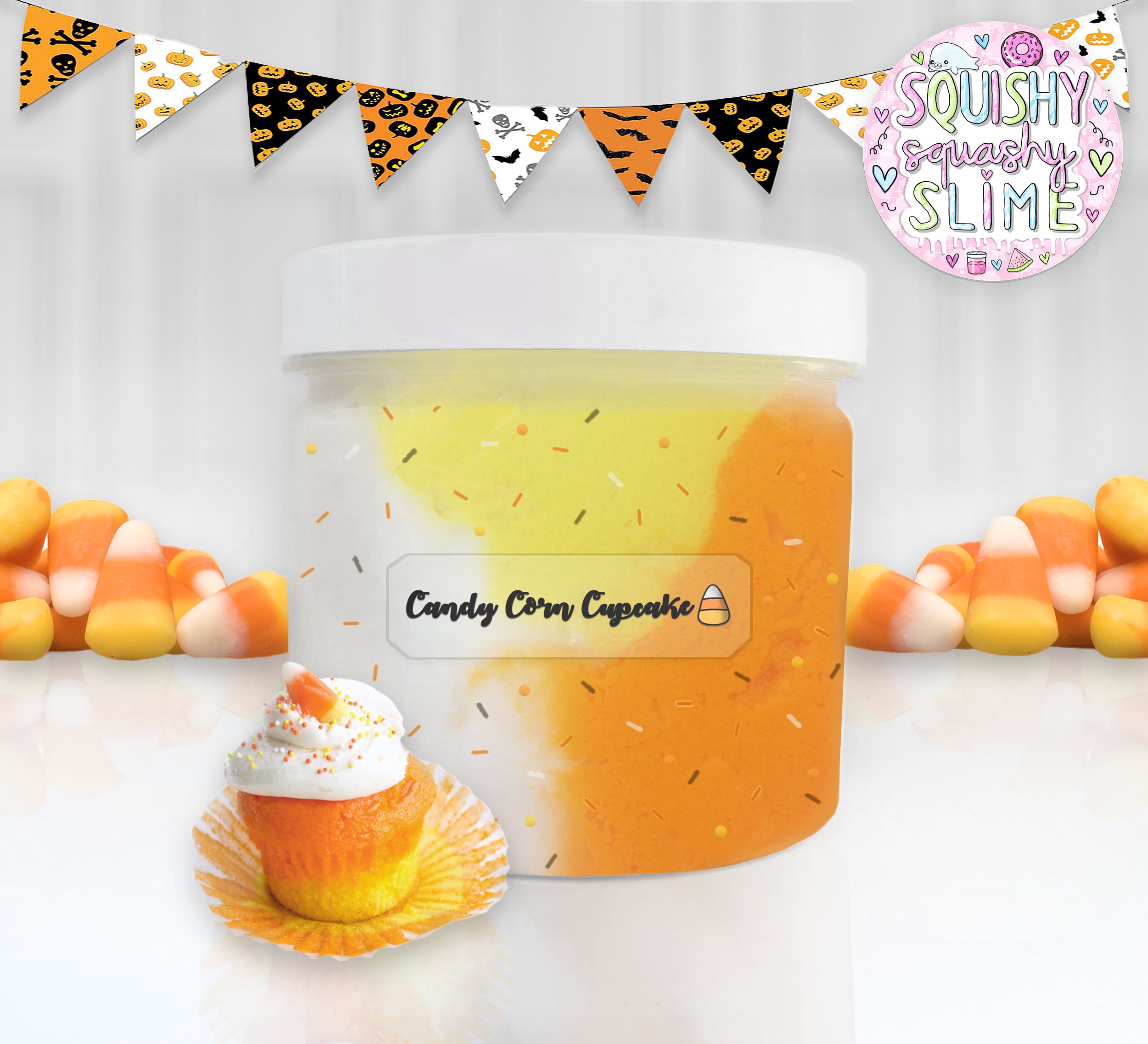 Candy Corn Cupcake - Cloud Creme Slime – Squishy Squashy Slimes