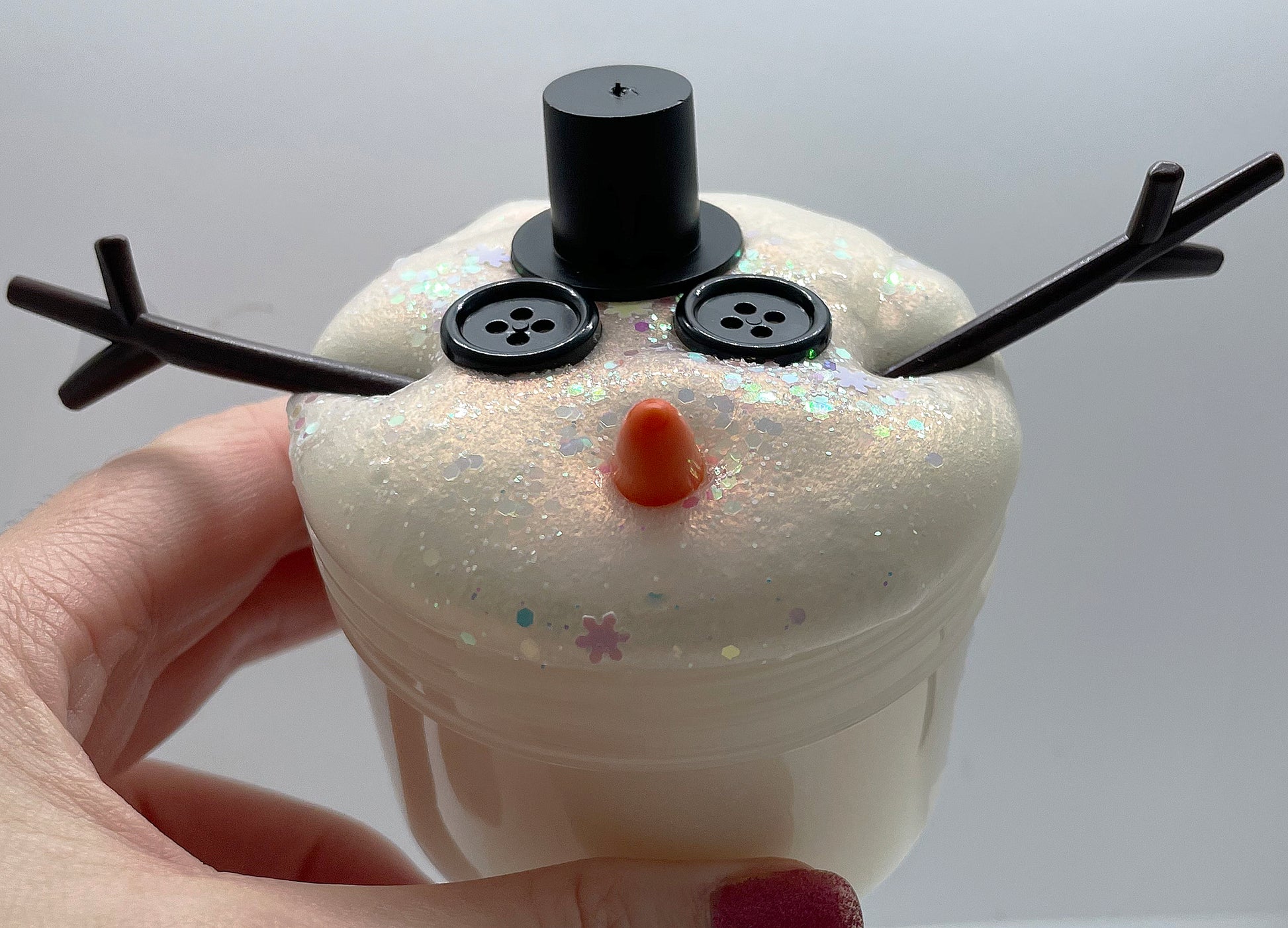 Melting Snowman Slime Made with Snow Slime • MidgetMomma