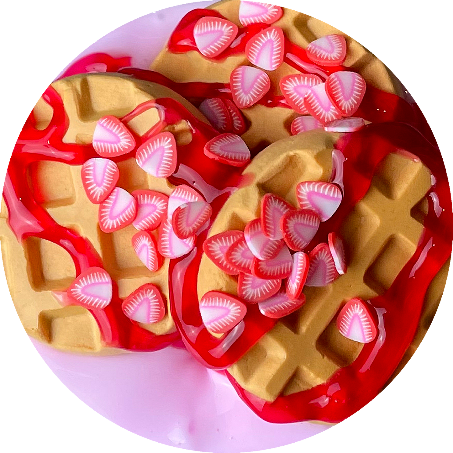 Strawberry Waffles - DIY Clay Slime