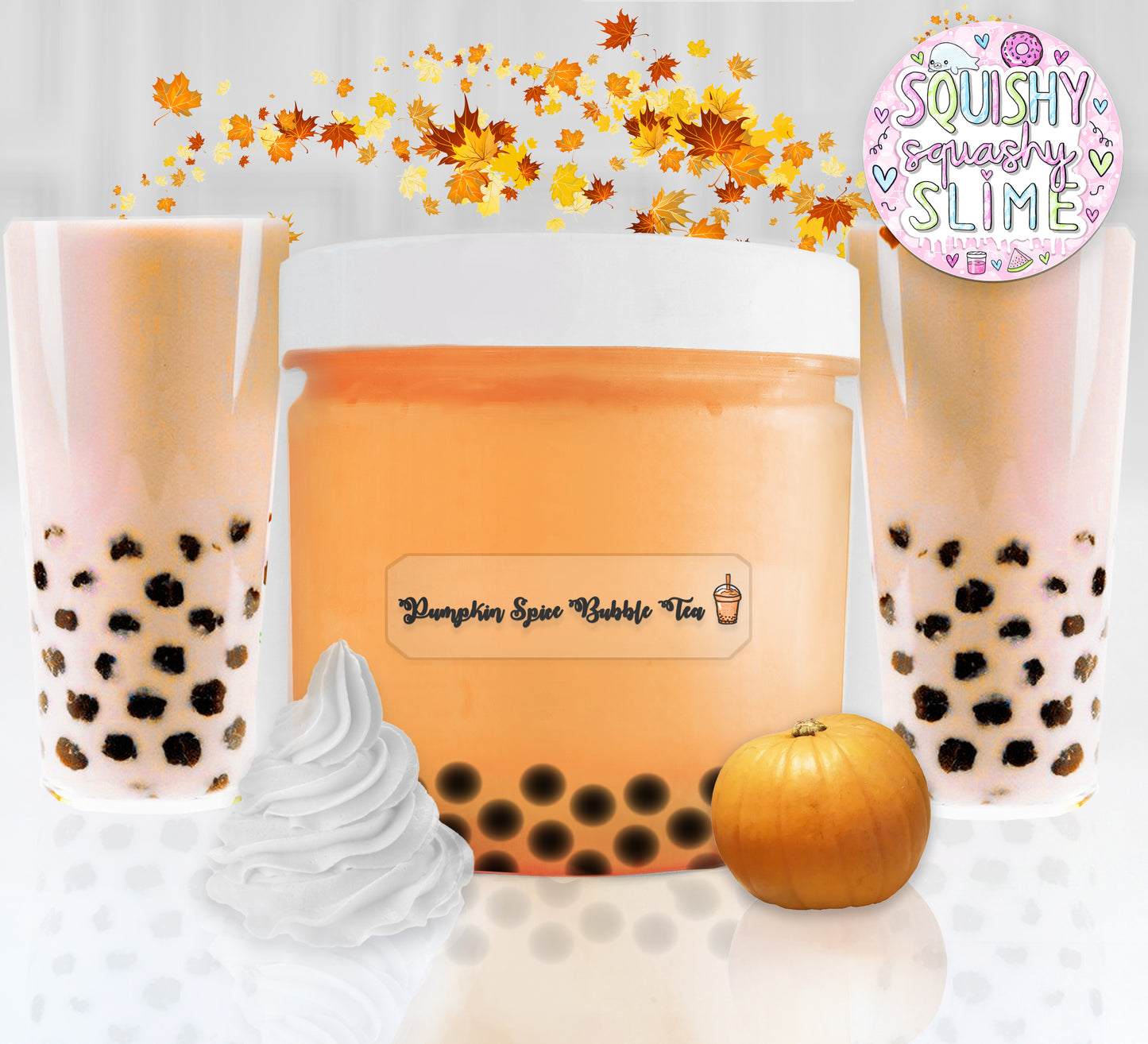 Pumpkin Spice Bubble Tea Boba - Slime grueso y brillante