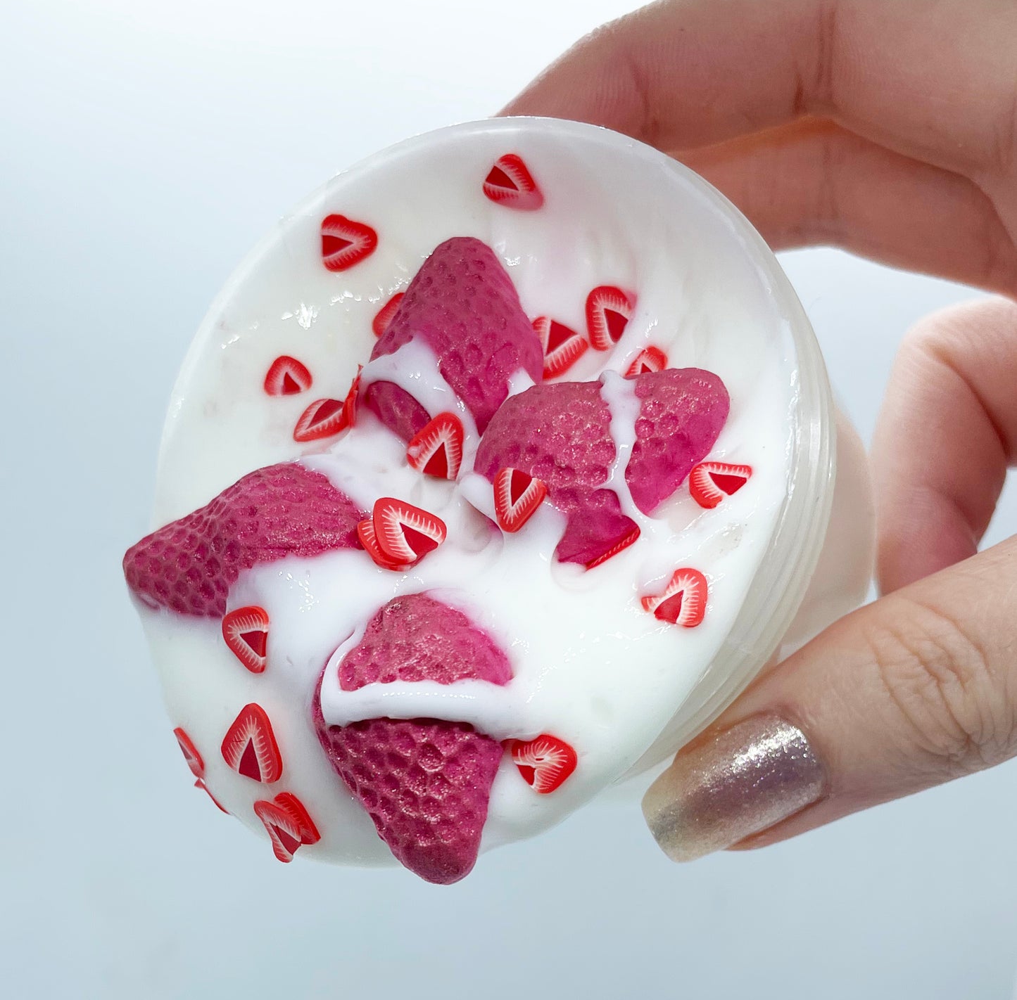 White Chocolate Strawberries - DIY Clay Slime