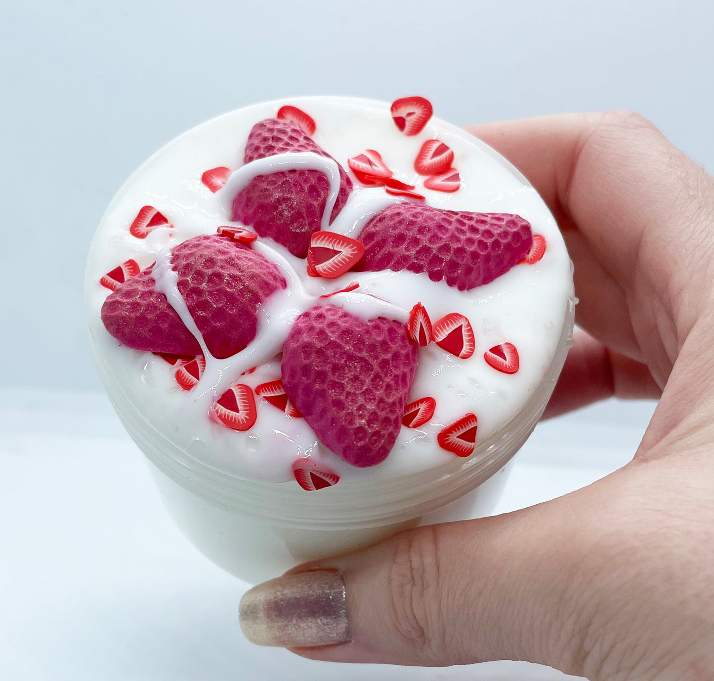 White Chocolate Strawberries - DIY Clay Slime